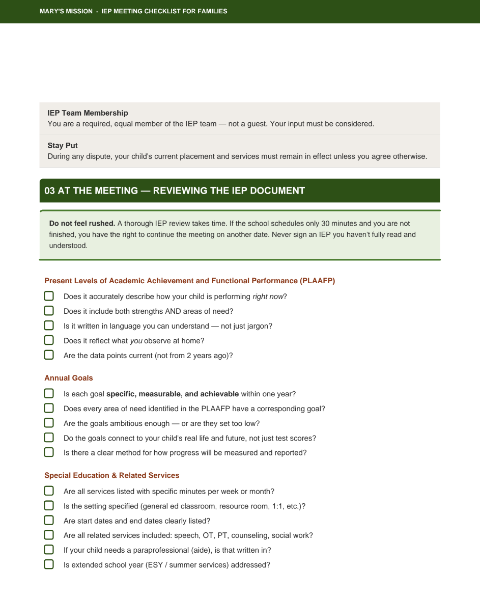 IEP Meeting Checklist For Families - Image 3